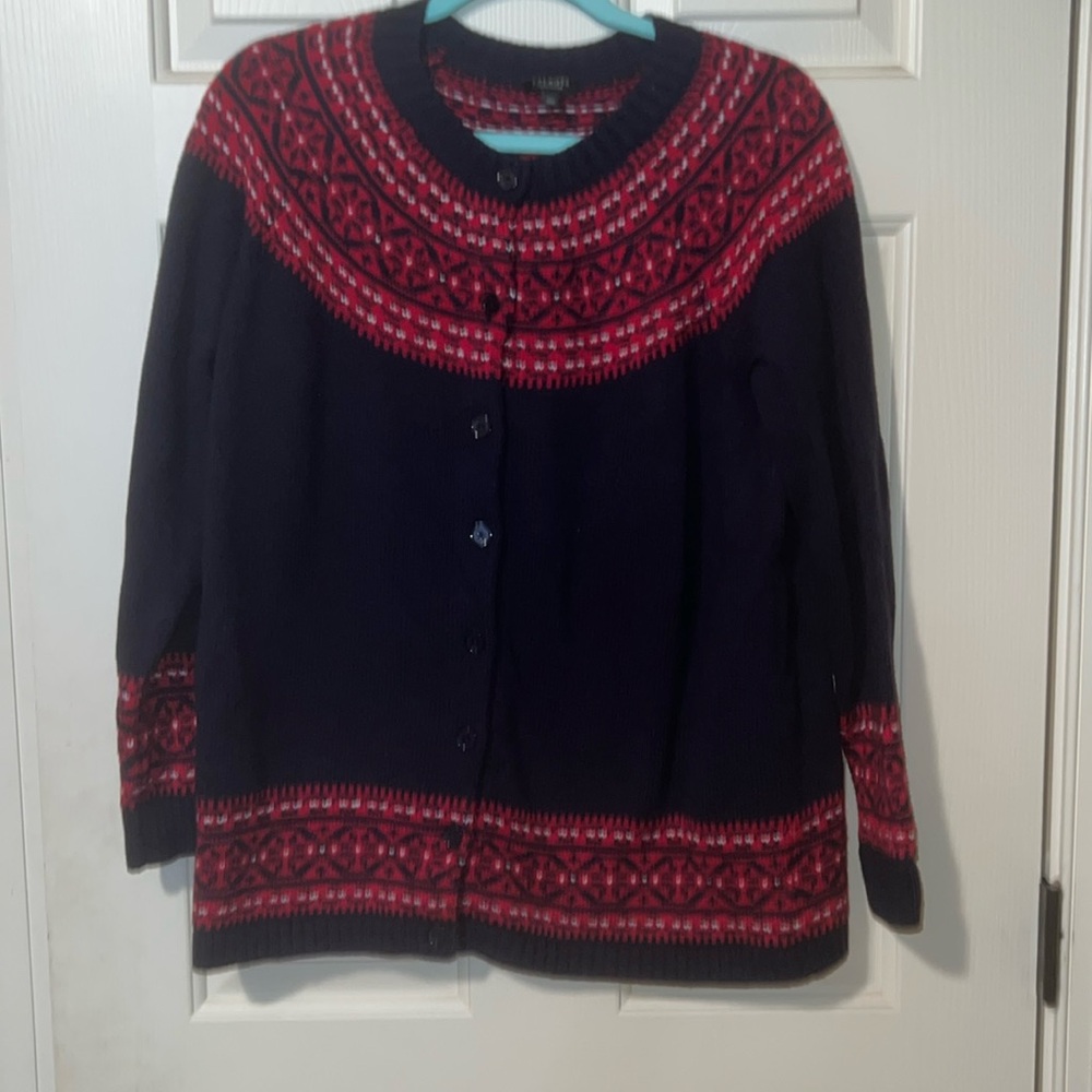 Talbots woman petites Fairisle cardigan 1Xp